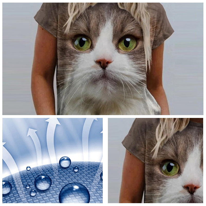 Women's Daily 3D Cat T shirt