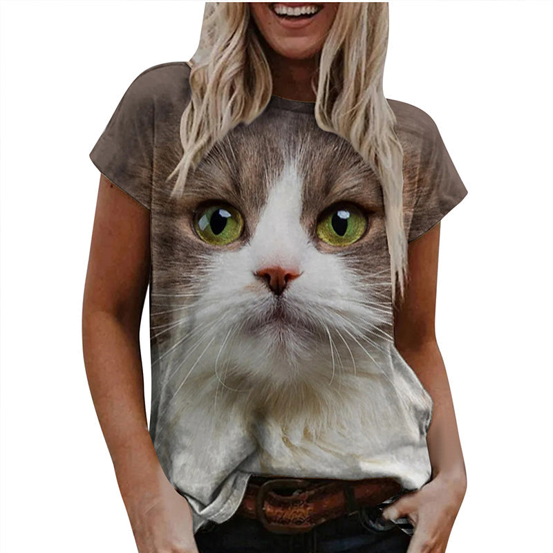 Women's Daily 3D Cat T shirt