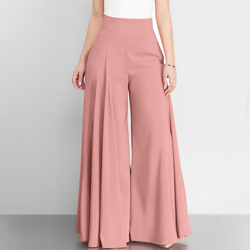 Solid Color Wide Leg Trousers