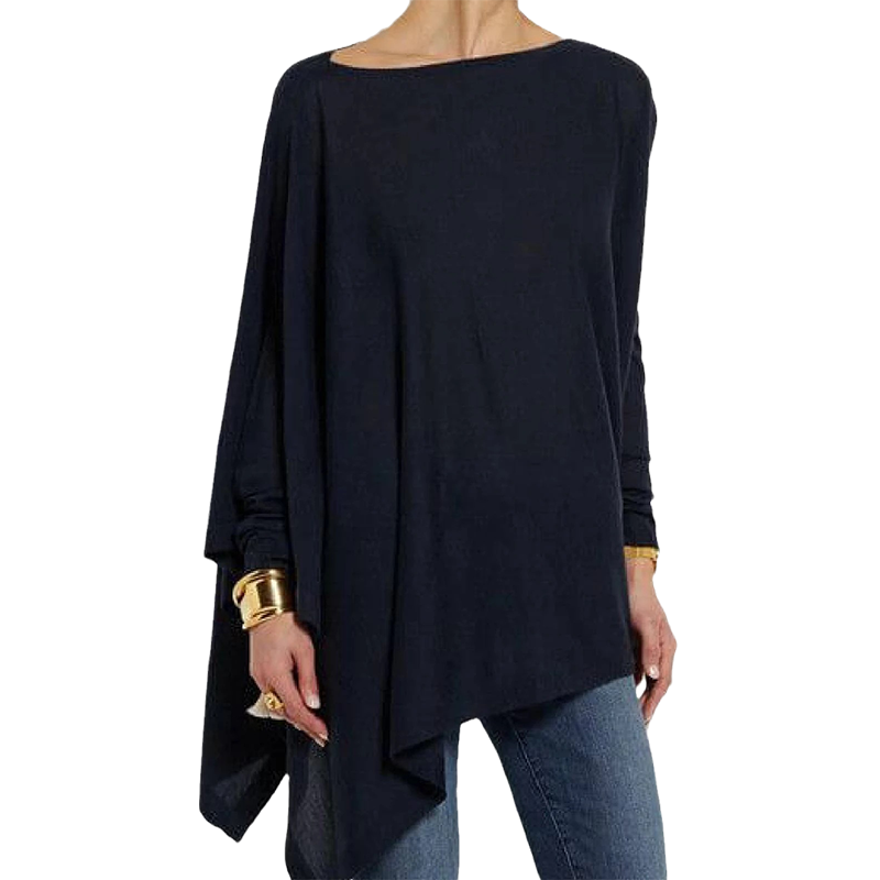 Women's Long-sleeved Solid Color Pullover T-shirt
