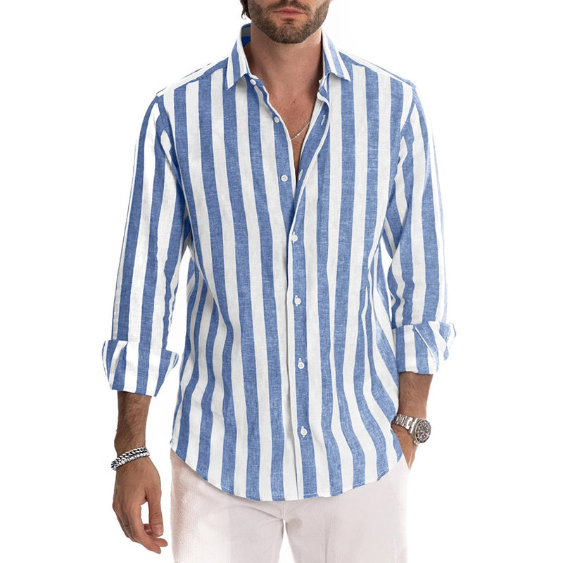Men's Striped Button Long Sleeve Shirt