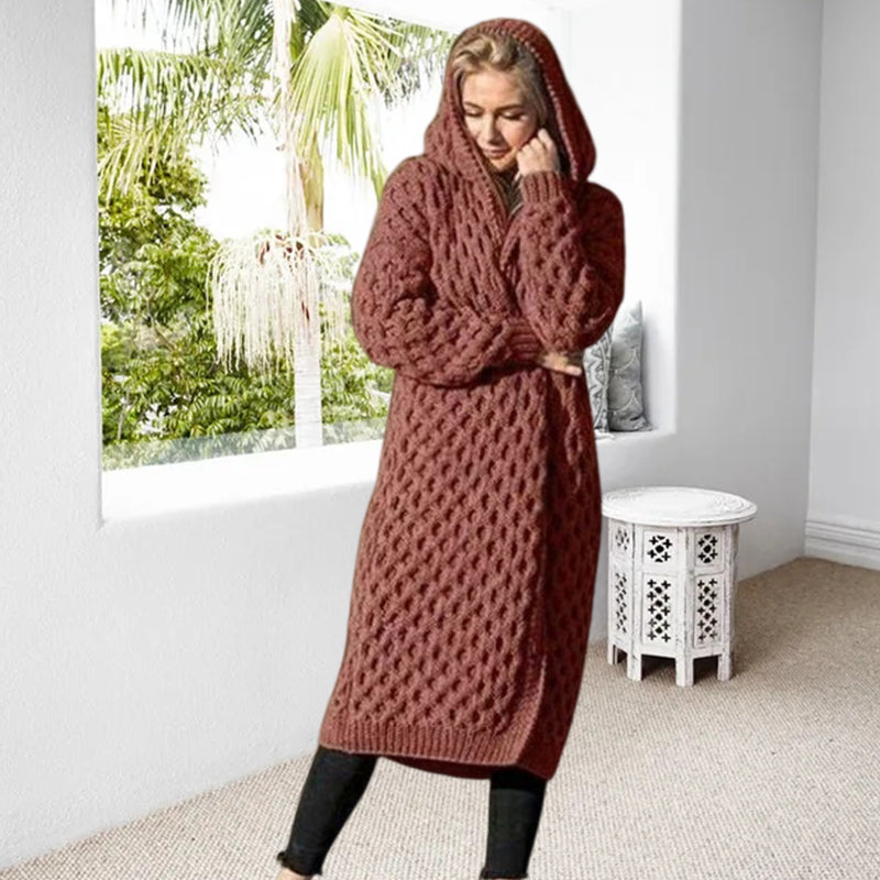 Women's Winter Thick Warm Hooded Knit Cardigan